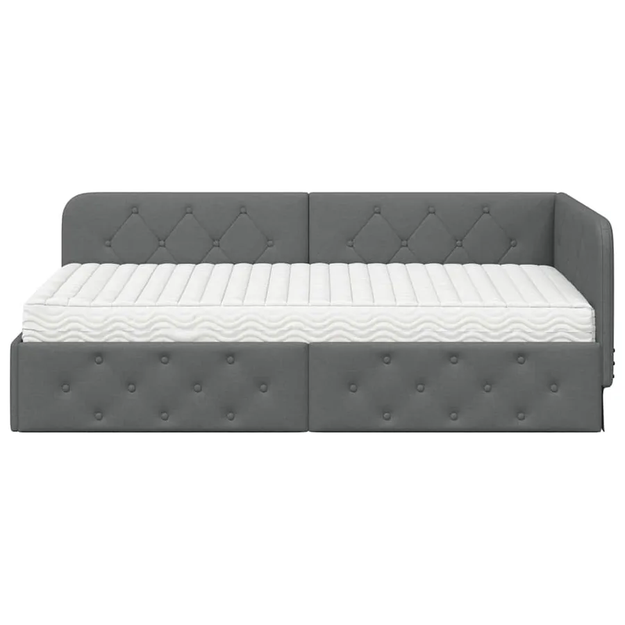 Cadre de lit d'angle Gris foncé 100 x 200 cm tissu - 5