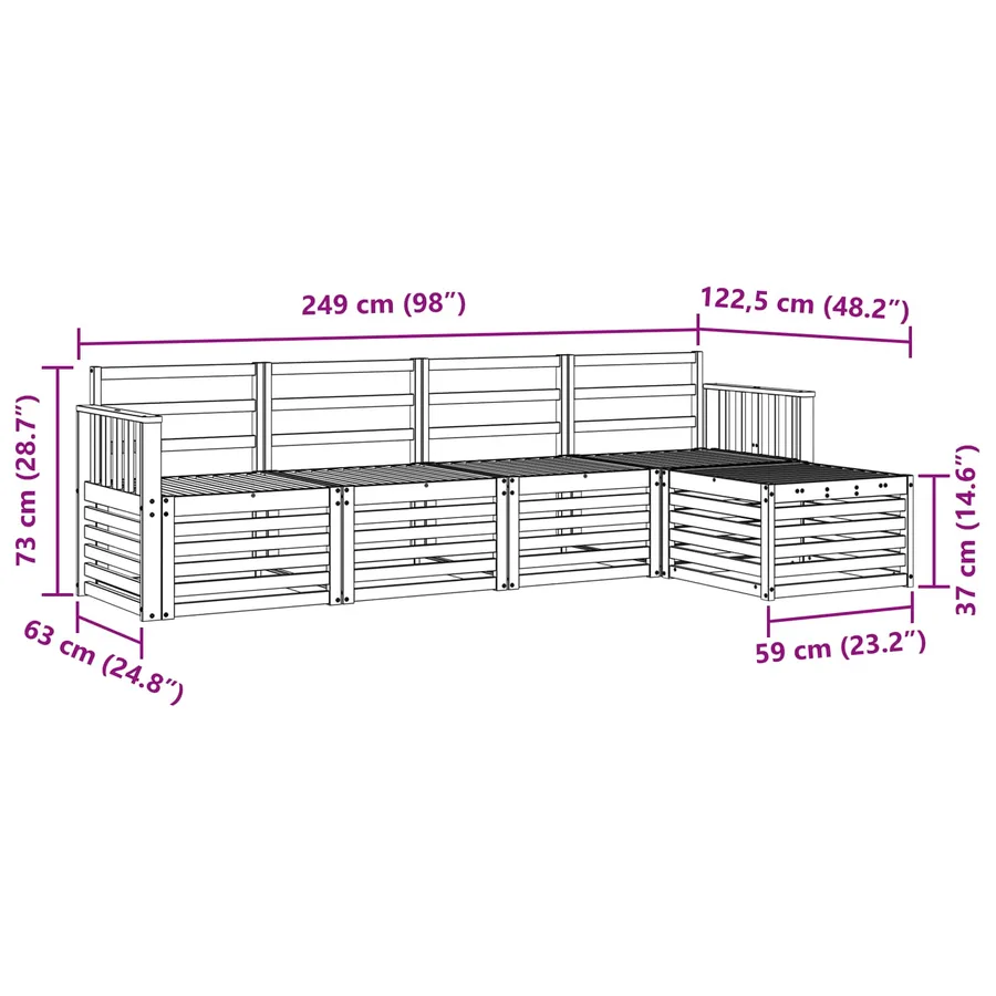 Ensemble de canapés d'extérieur 5 pcs Naturel - 8
