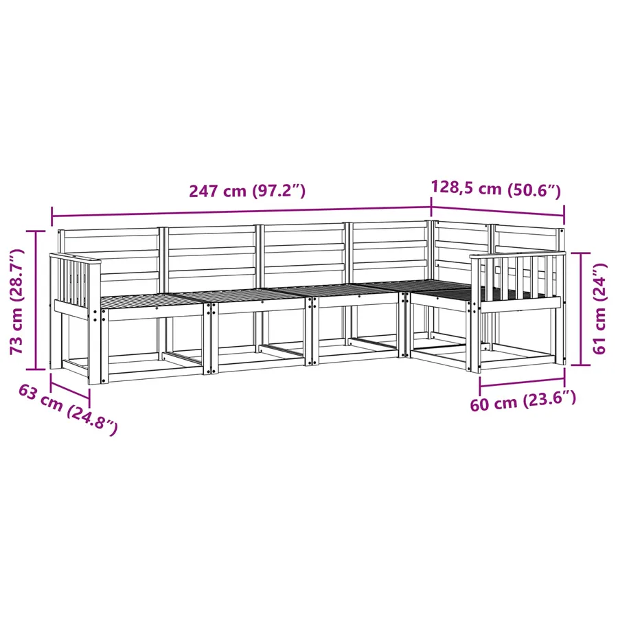 Ensemble de canapés d'extérieur 5 pcs Naturel - 7