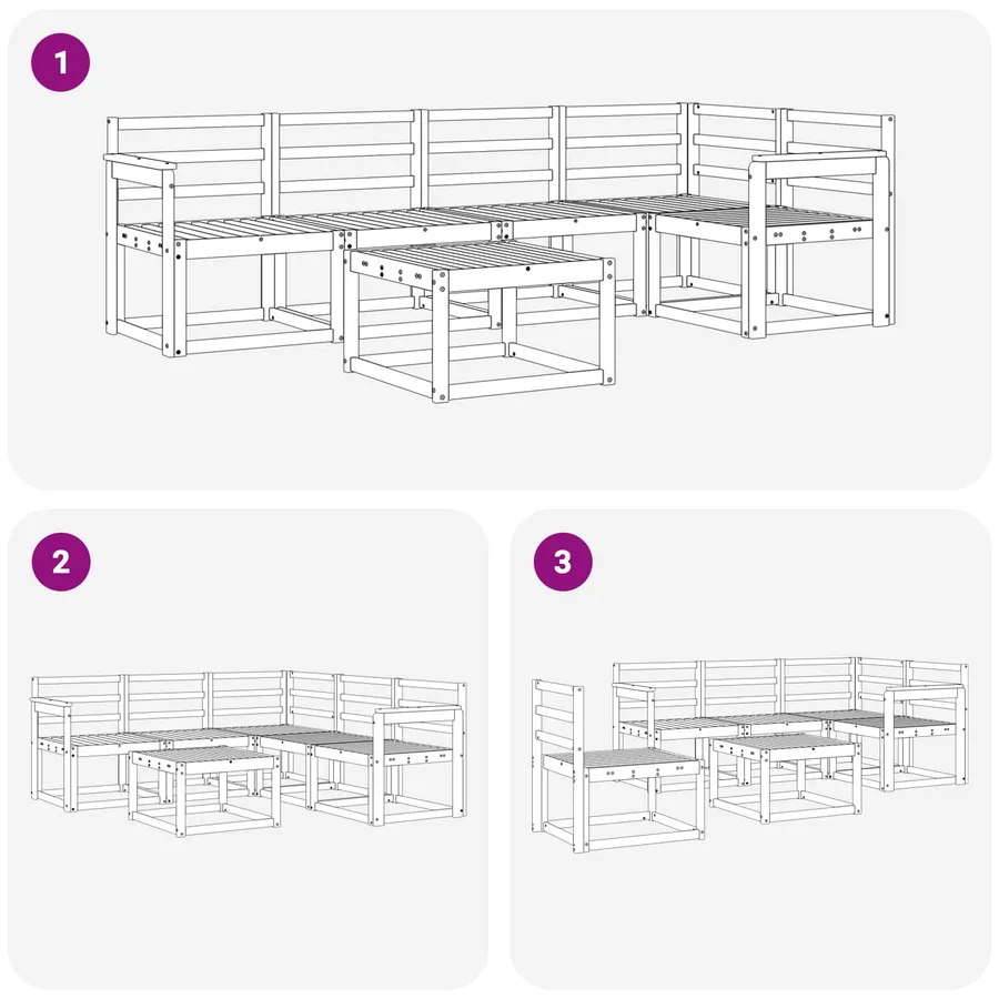 Ensemble de canapés d'extérieur 6 pcs Naturel - 9