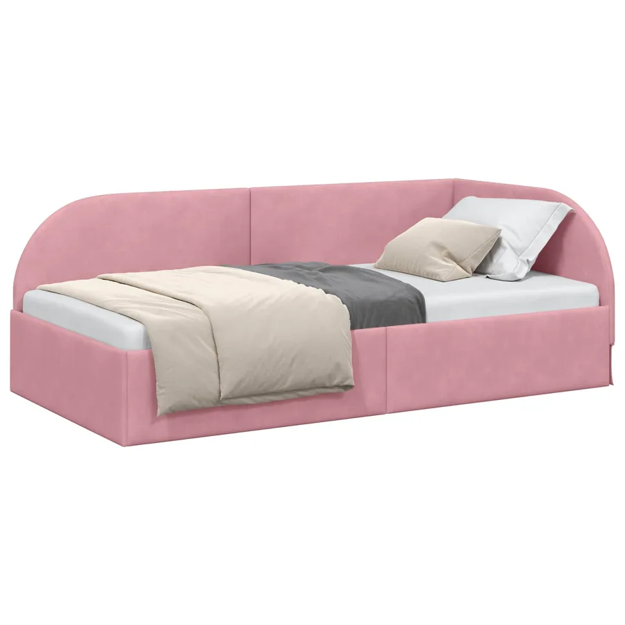 Cadre de lit d'angle Rose 80 cm x 200 cm Velours - 2