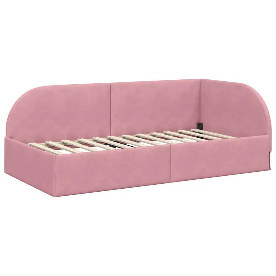 Cadre de lit d'angle Rose 80 cm x 200 cm Velours - 4