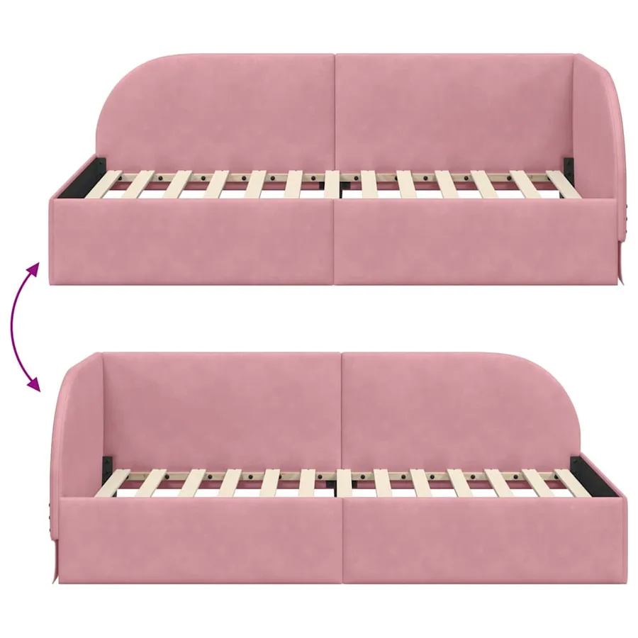 Cadre de lit d'angle Rose 80 cm x 200 cm Velours - 9
