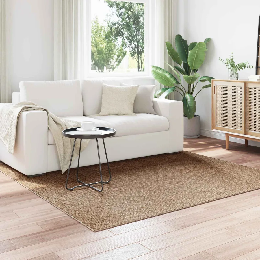 Tapis de surface Carré Moiré AGIRA Naturel 200 x 200 cm
