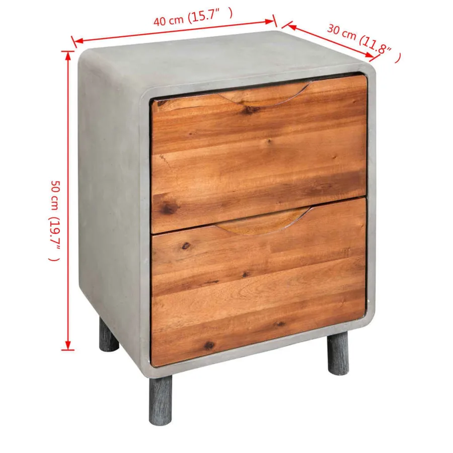 Table de chevet Bois d'acacia massif 40 x 30 x 50 cm - 6