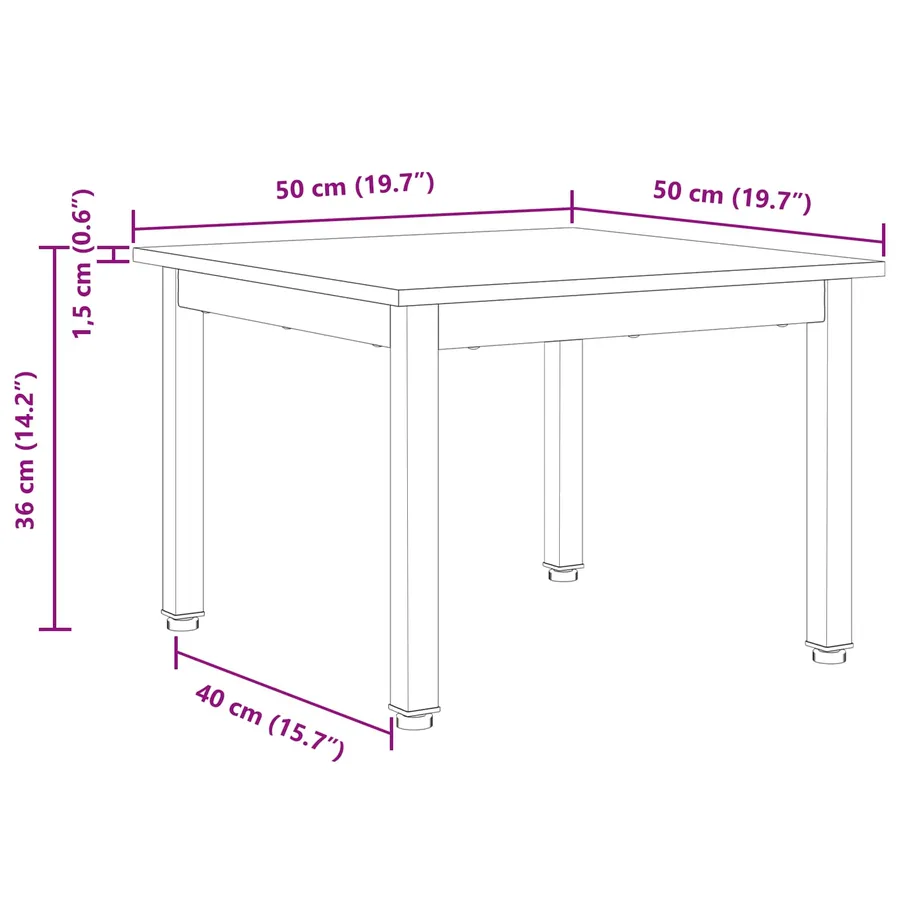 Table basse Blanc 50 x 50 x 36 cm Bois de pin massif - 11