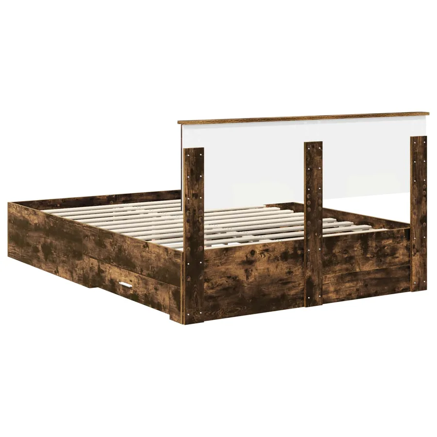 Cadre de lit Chêne fumé 150 x 200 cm Bois d'ingénierie - 10