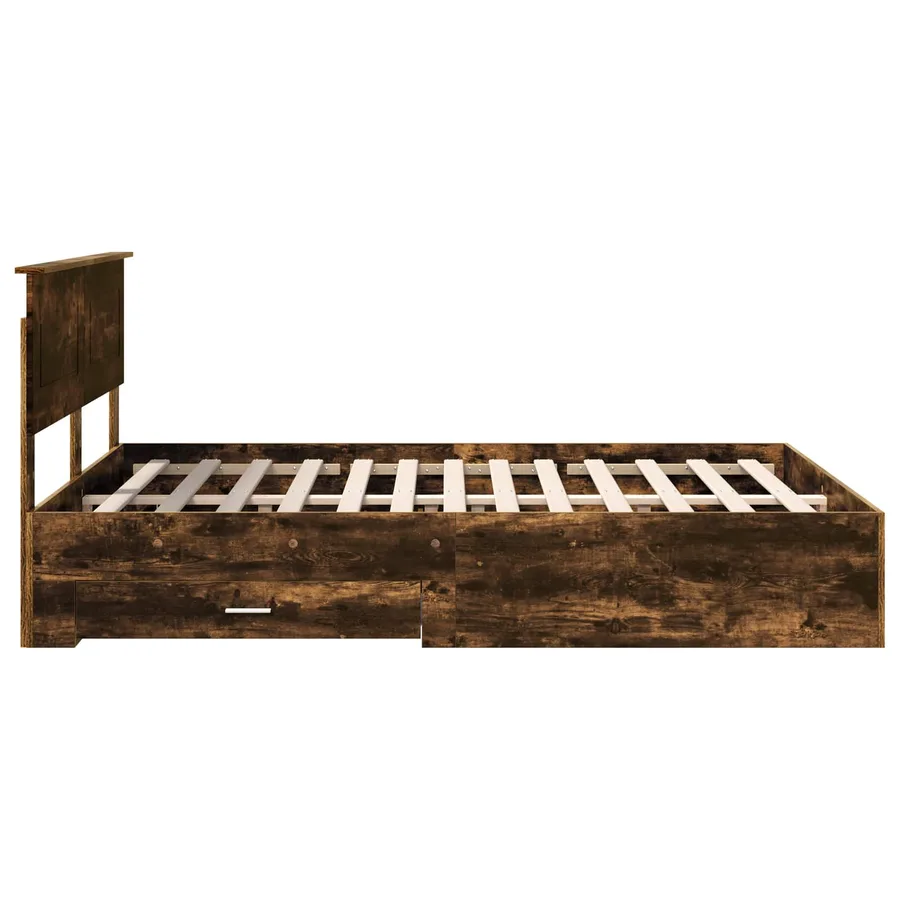 Cadre de lit Chêne fumé 150 x 200 cm Bois d'ingénierie - 9