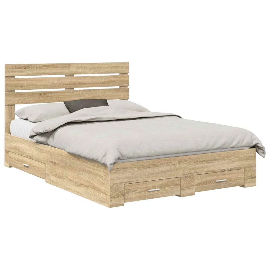 Cadre de lit avec tiroir avec tête de lit Bois d'ingénierie - 2