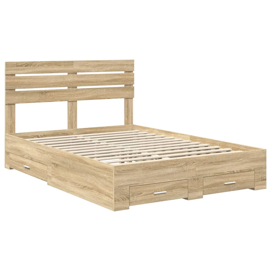 Cadre de lit avec tiroir avec tête de lit Bois d'ingénierie - 4