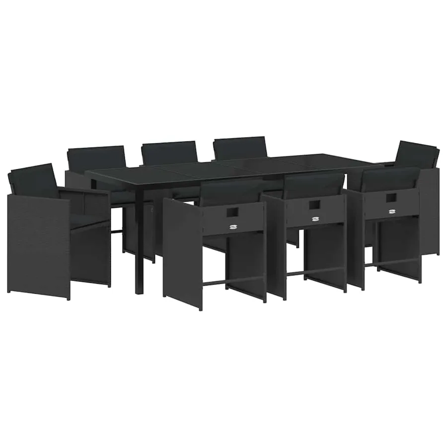 Ensemble de salle à manger pour jardin 9 pcs Noir polyrotin - 2