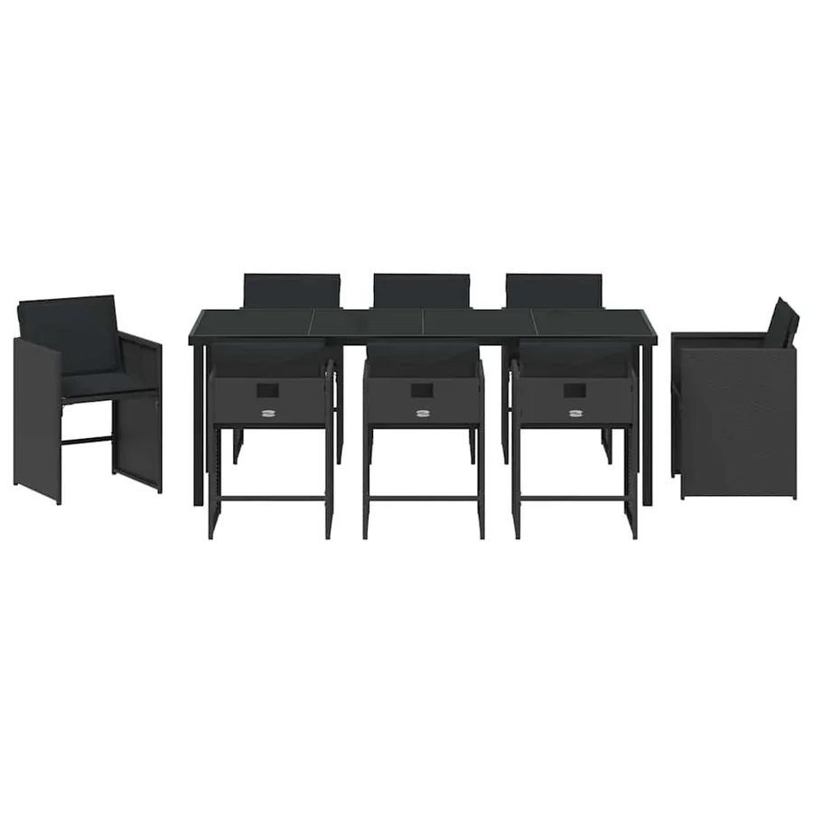 Ensemble de salle à manger pour jardin 9 pcs Noir polyrotin - 7