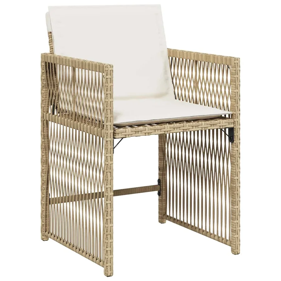 Ensemble de salle à manger pour jardin 9 pcs Beige polyrotin - 6