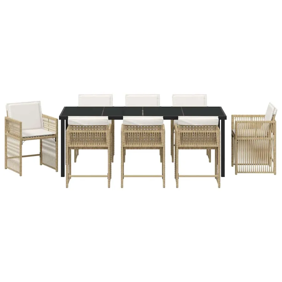 Ensemble de salle à manger pour jardin 9 pcs Beige polyrotin - 7