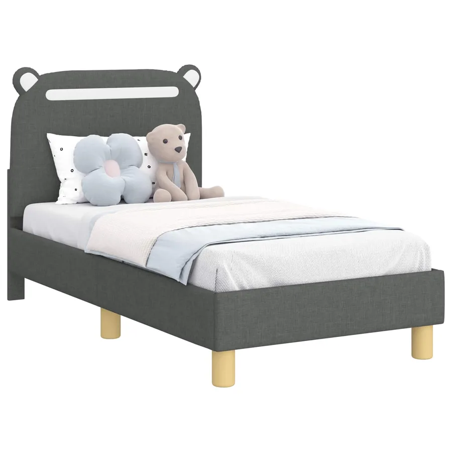 Cadre de lit pour tout-petit avec tête de lit Gris foncé Tissu - 2