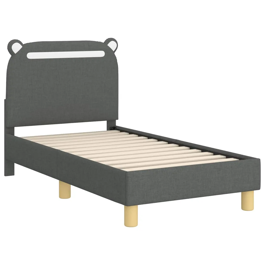 Cadre de lit pour tout-petit avec tête de lit Gris foncé Tissu - 4