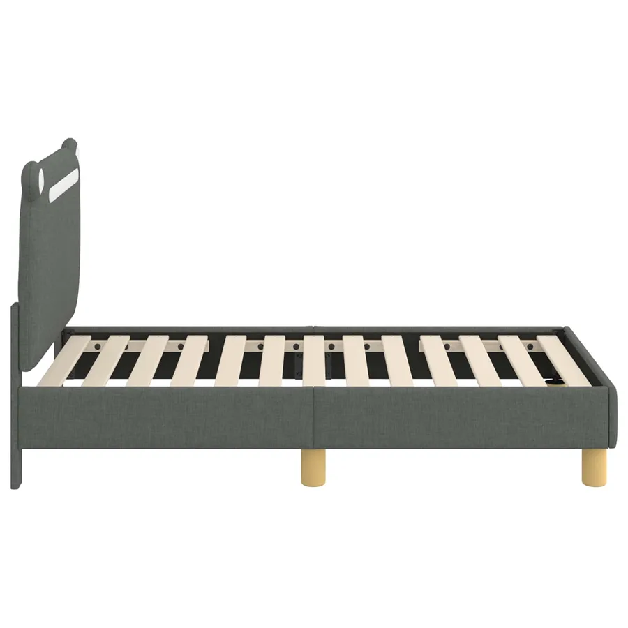 Cadre de lit pour tout-petit avec tête de lit Gris foncé Tissu - 6