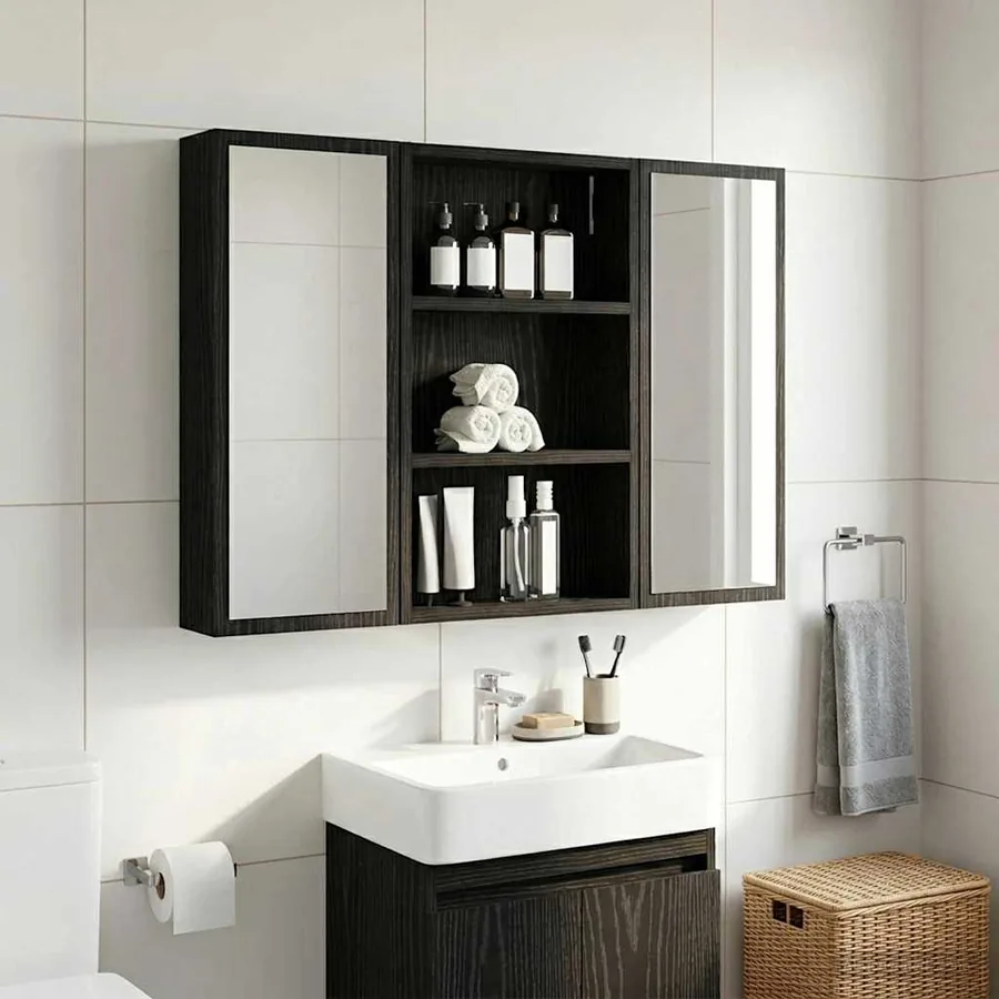 Armoire murale de salle de bain Chêne Noir 40 x 10 x 60,5 cm
