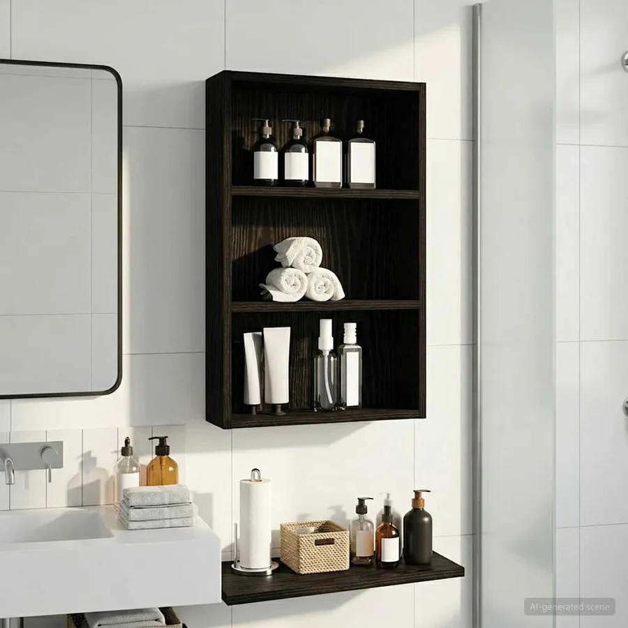 Armoire murale de salle de bain Chêne Noir 40 x 10 x 60,5 cm - 5