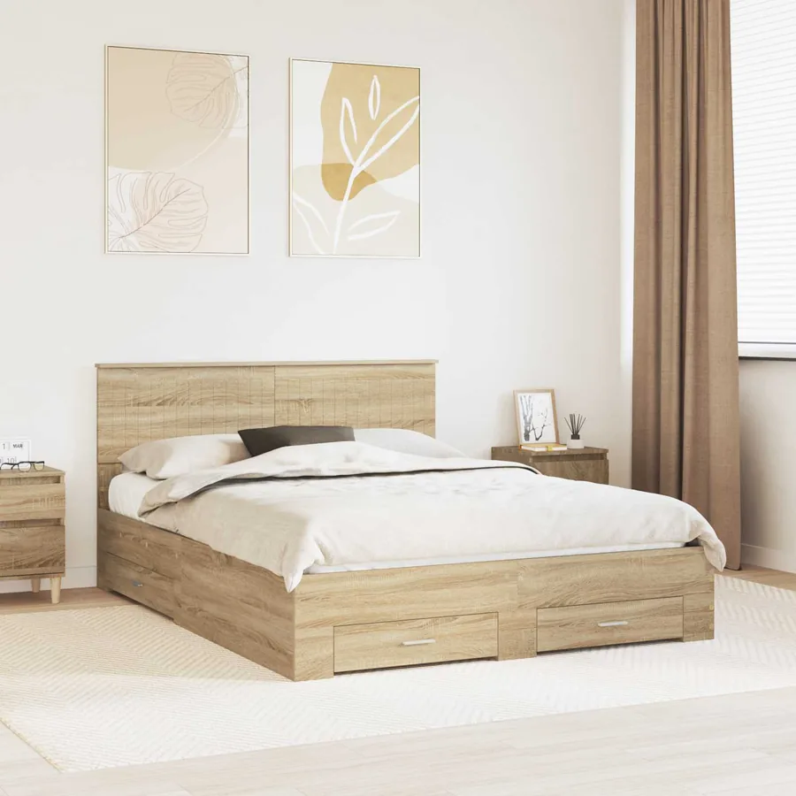 Cadre de lit Chêne Sonoma 150 x 200 cm Bois d'ingénierie
