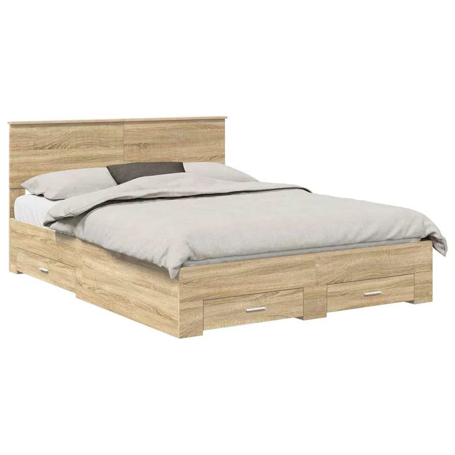 Cadre de lit Chêne Sonoma 150 x 200 cm Bois d'ingénierie - 2