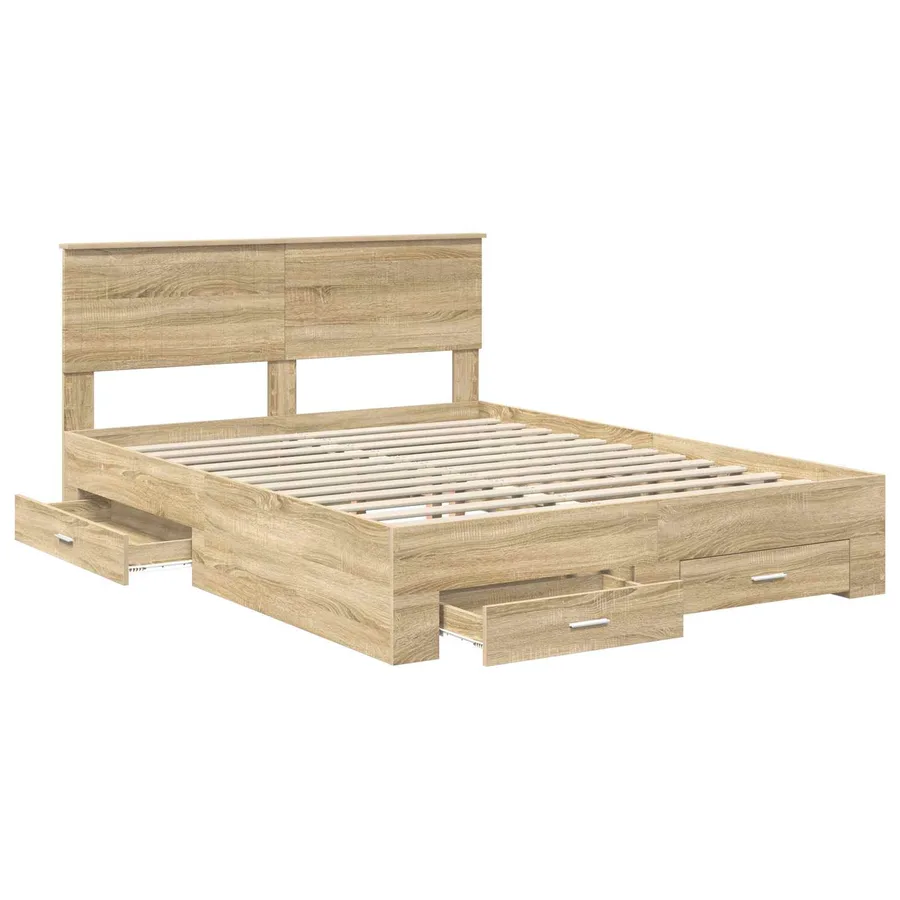 Cadre de lit Chêne Sonoma 150 x 200 cm Bois d'ingénierie - 5