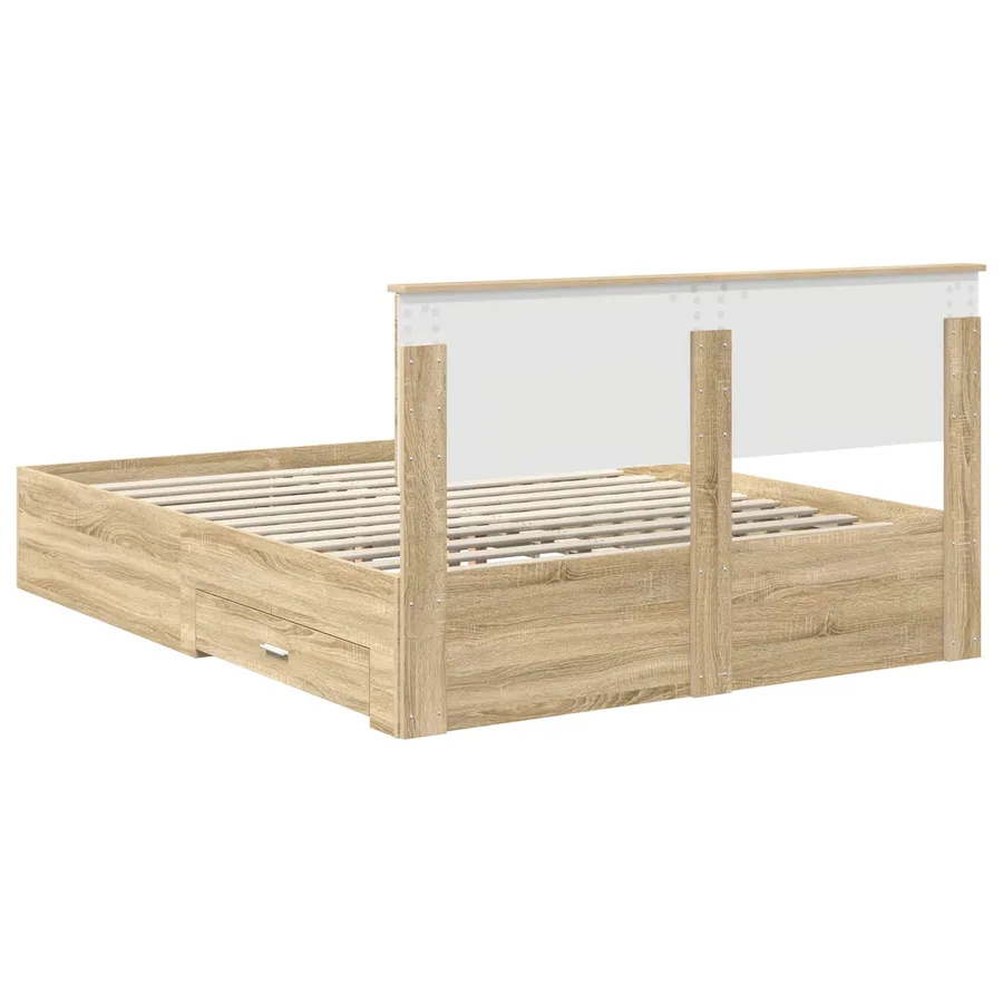 Cadre de lit Chêne Sonoma 150 x 200 cm Bois d'ingénierie - 8