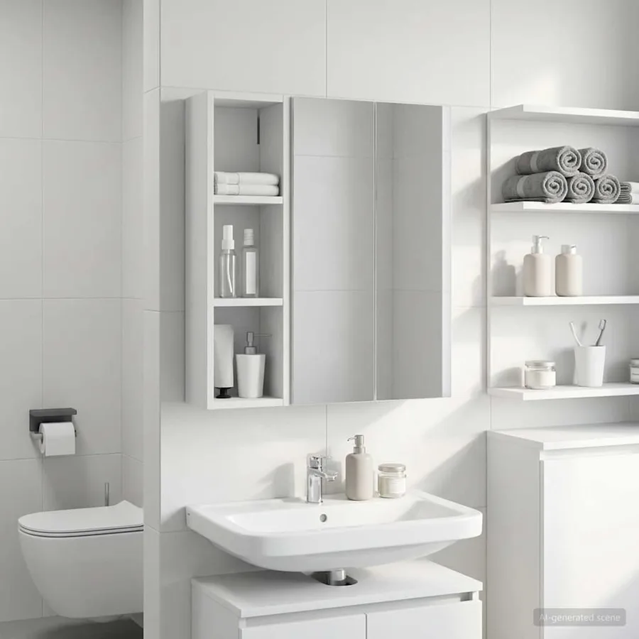 Armoire murale de salle de bain Blanc 20 x 14 x 70 cm - 4