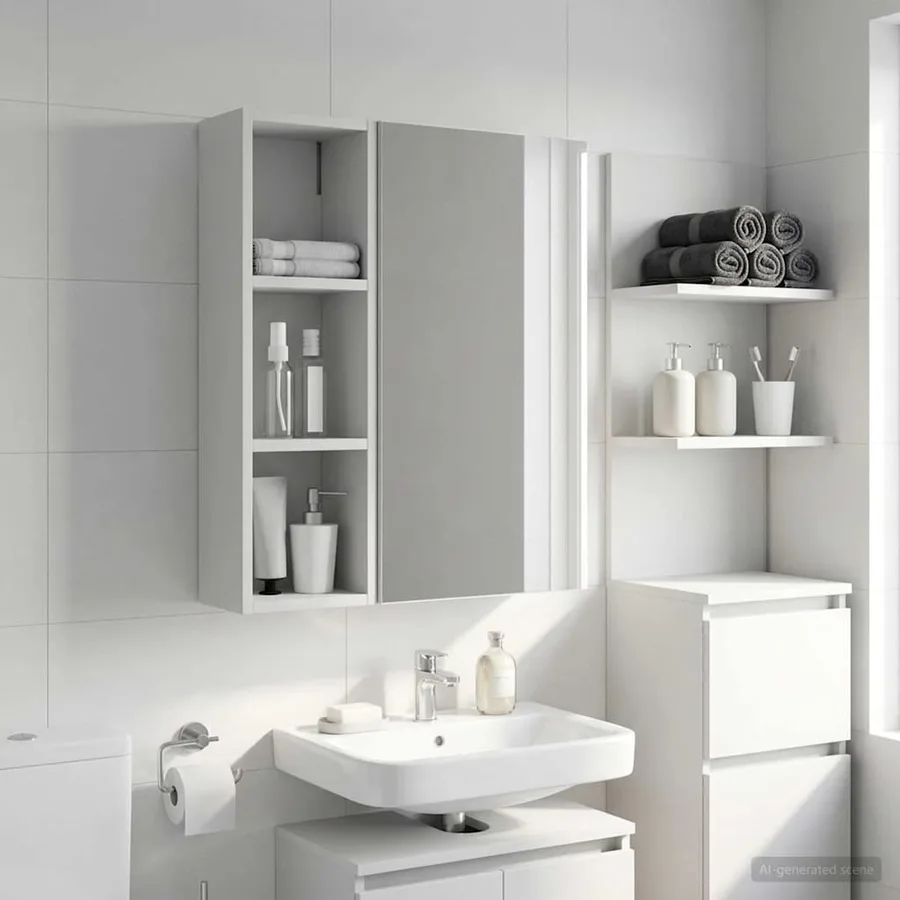 Armoire murale de salle de bain Blanc 20 x 14 x 70 cm - 5