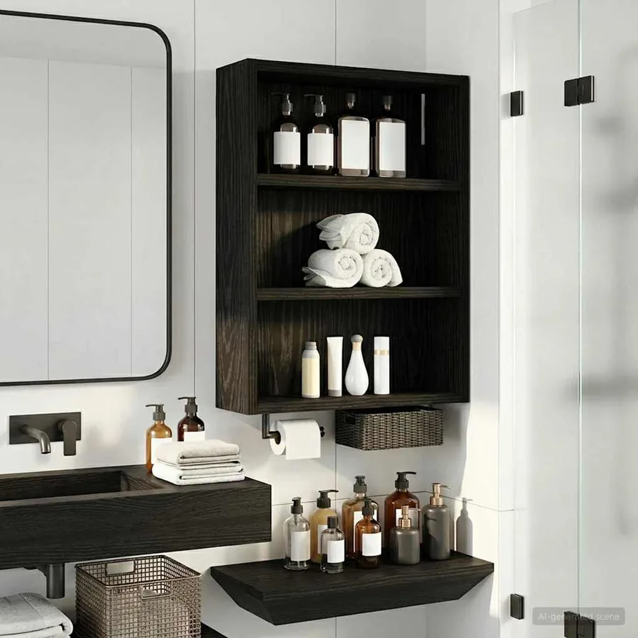 Armoire murale de salle de bain Chêne Noir 40 x 10 x 50 cm