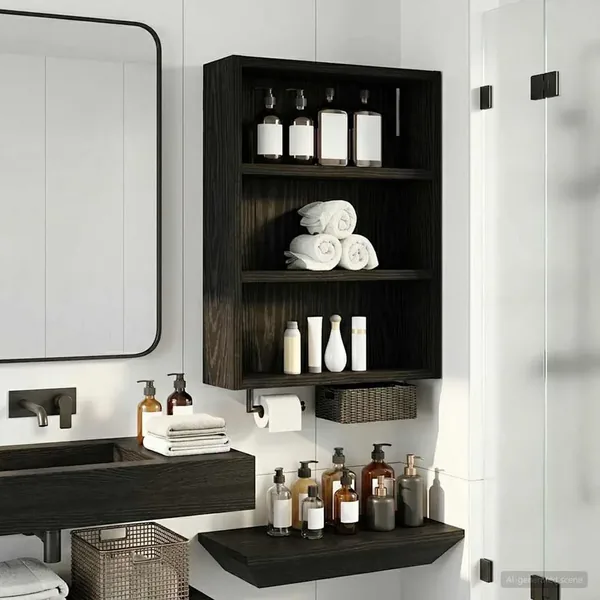 Armoire murale de salle de bain Chêne Noir 40 x 10 x 50 cm