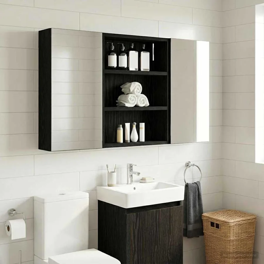 Armoire murale de salle de bain Chêne Noir 40 x 10 x 50 cm - 5