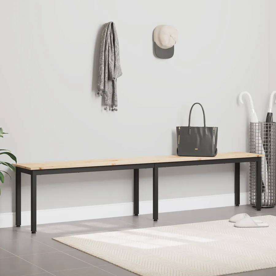 banc Naturel 200 x 35 x 45 cm Bois de pin massif - 4