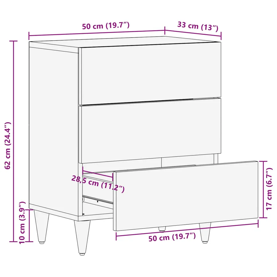 Table de chevet avec tiroir Multicolore 50 x 33 x 60 cm - 11