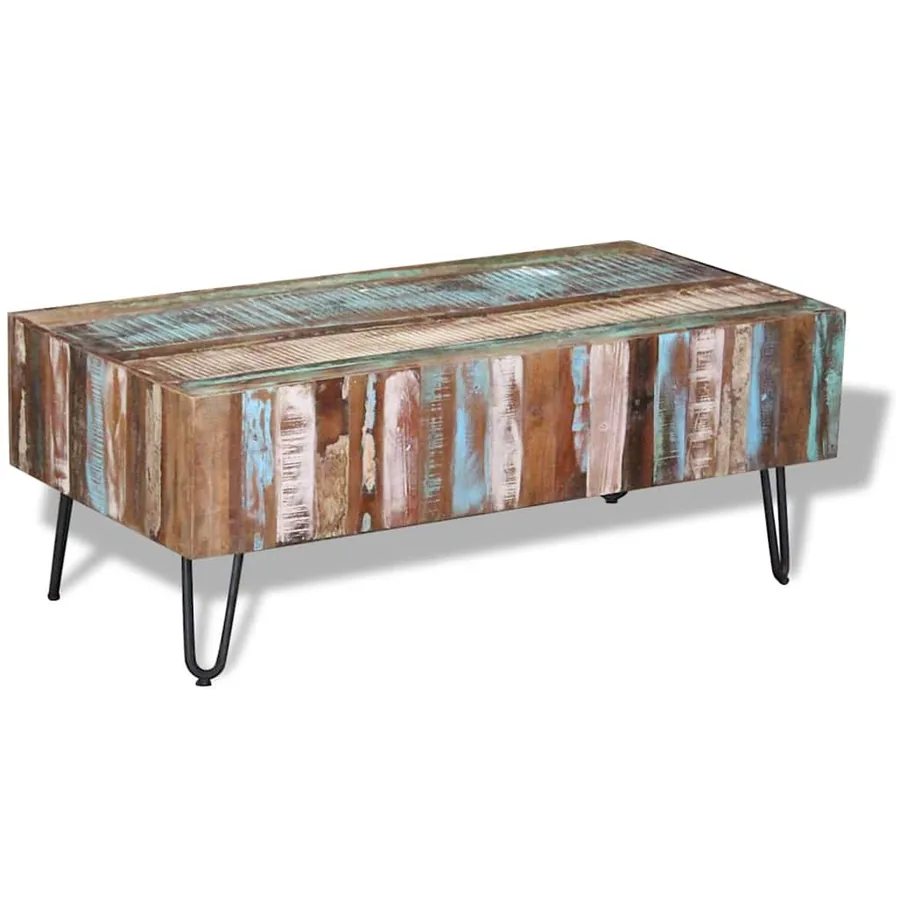 Table basse Bois massif de récupération 100x50x38 cm - 4