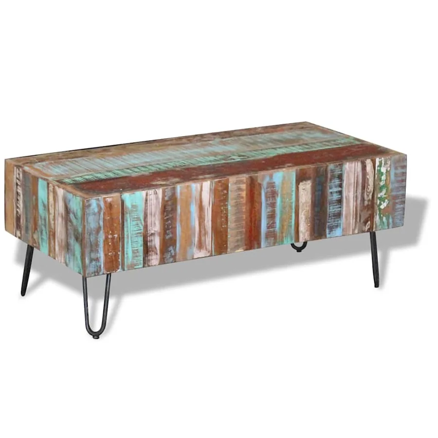 Table basse Bois massif de récupération 100x50x38 cm - 5