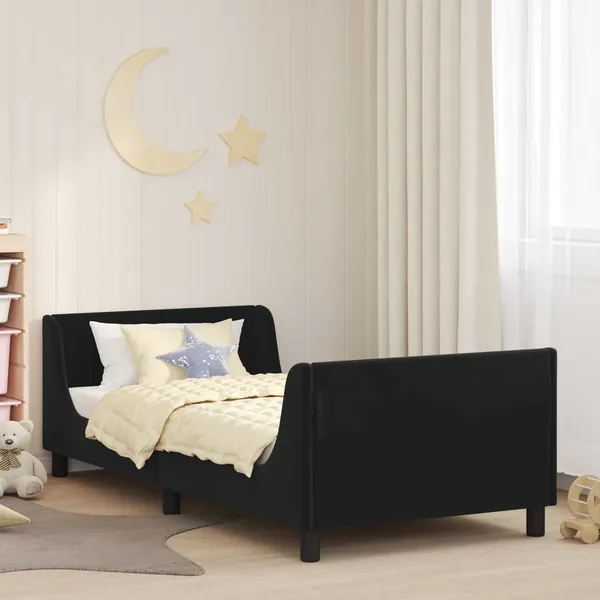 Cadre de lit pour enfants avec tête de lit Noir 90 x 200 cm