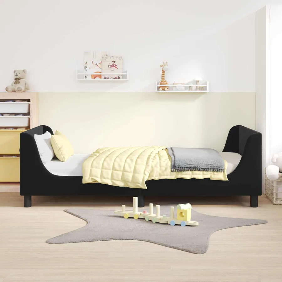 Cadre de lit pour enfants avec tête de lit Noir 90 x 200 cm - 3