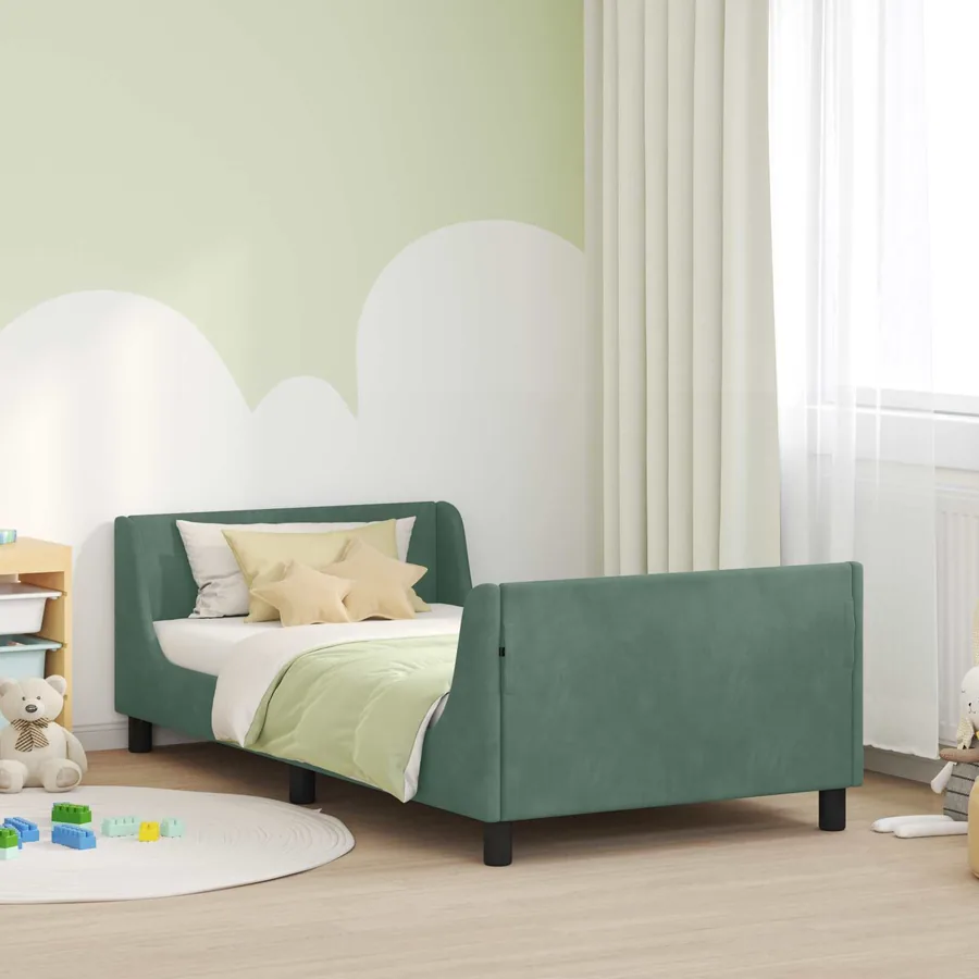 Cadre de lit pour enfants avec tête de lit Vert Mer 90 x 190 cm