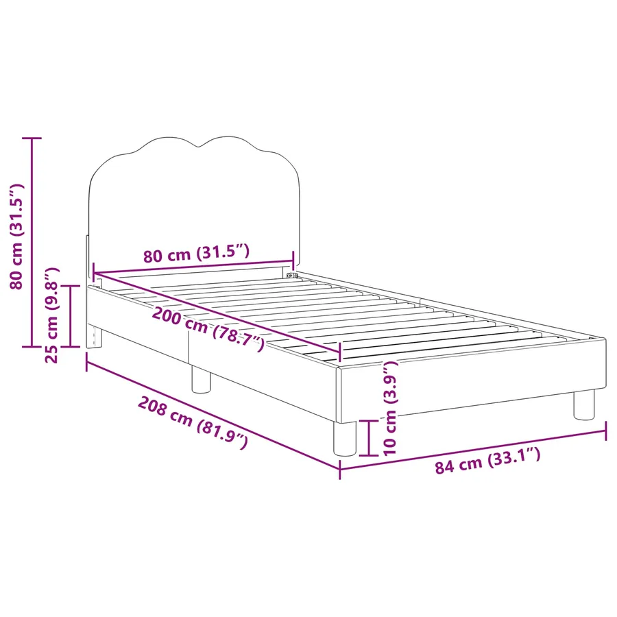 Cadre de lit pour enfants avec tête de lit Gris clair 80x200 cm - 9