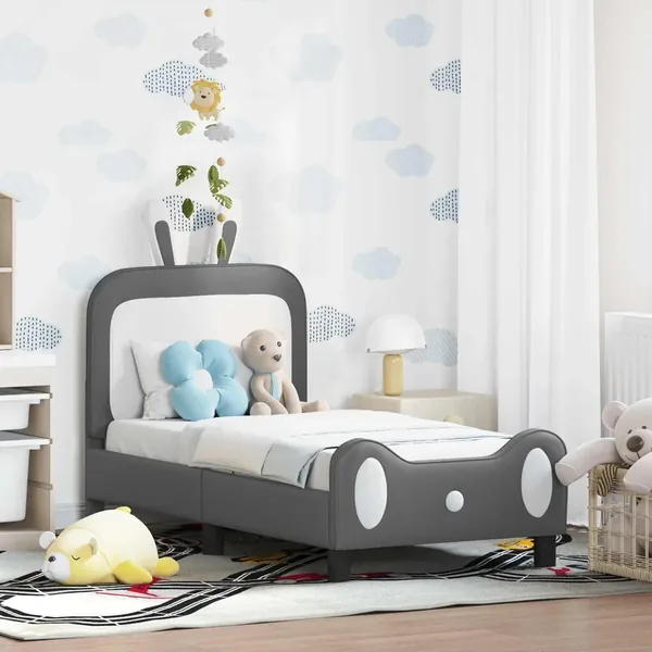 Cadre de lit pour tout-petit avec tête de lit Gris clair PU