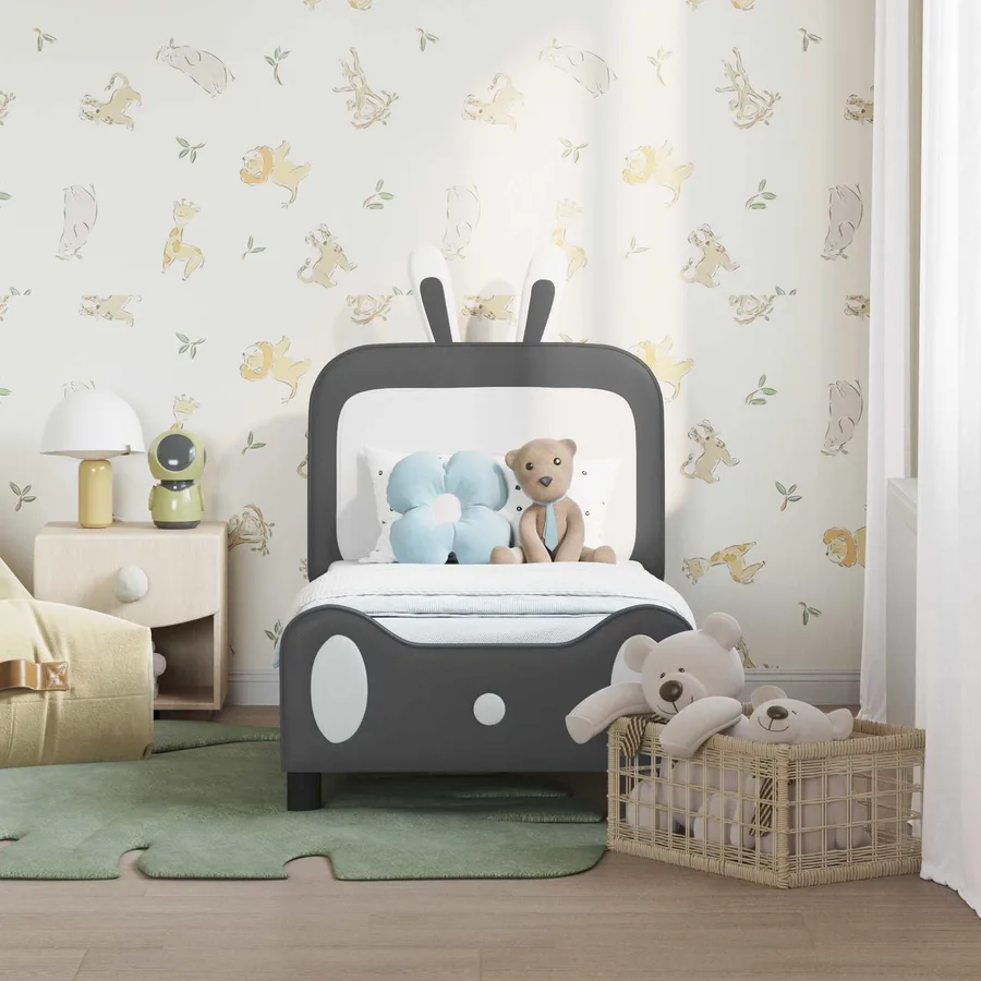 Cadre de lit pour tout-petit avec tête de lit Gris clair PU - 3