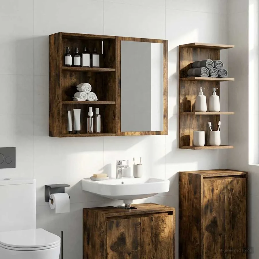 Armoire murale de salle de bain Chêne Fumé 40 x 16 x 62,5 cm