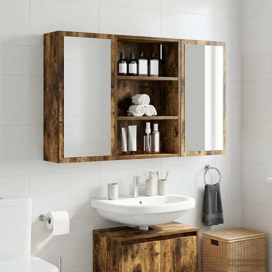 Armoire murale de salle de bain Chêne Fumé 40 x 16 x 62,5 cm - 4