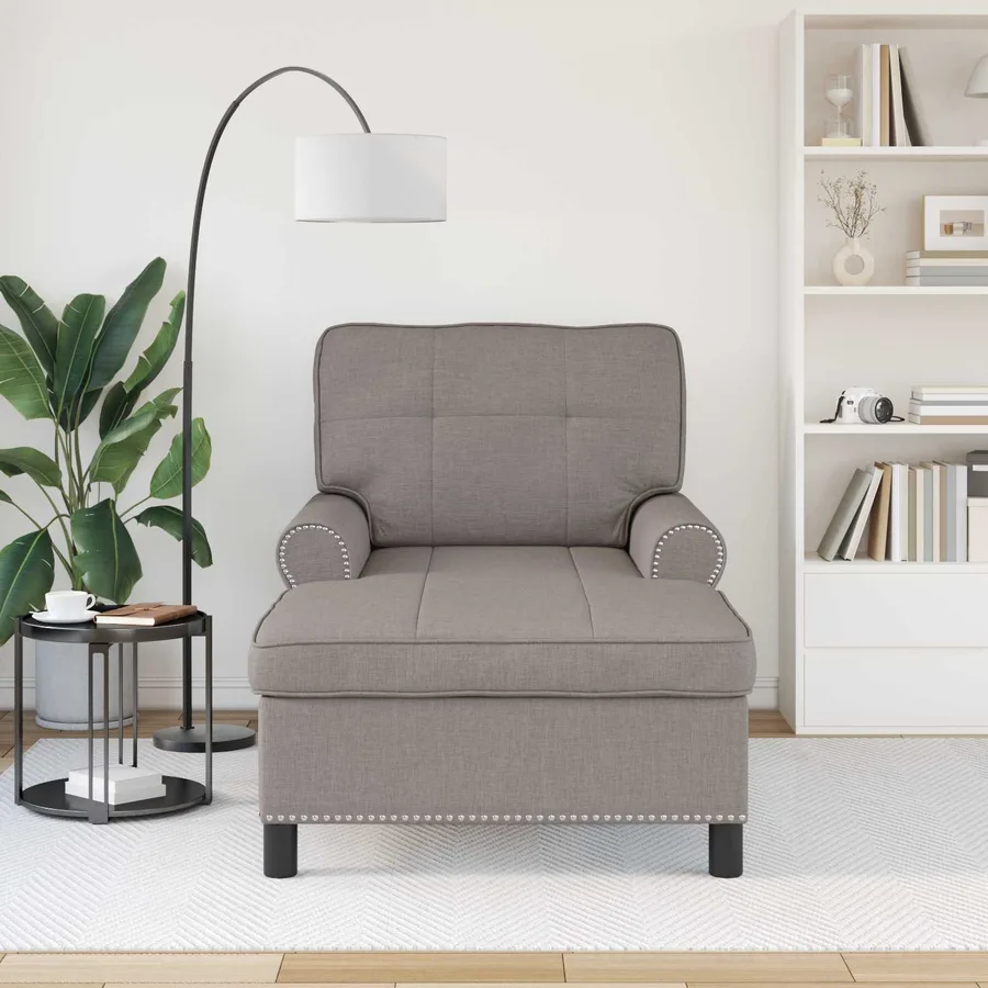 Chaise longue avec coussin Taupe 91 x 157 x 91 cm tissu - 3