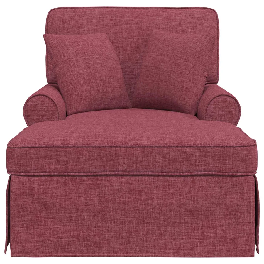 Chaise lounge avec jupe avec coussin 3 pcs Bordeaux tissu - 4