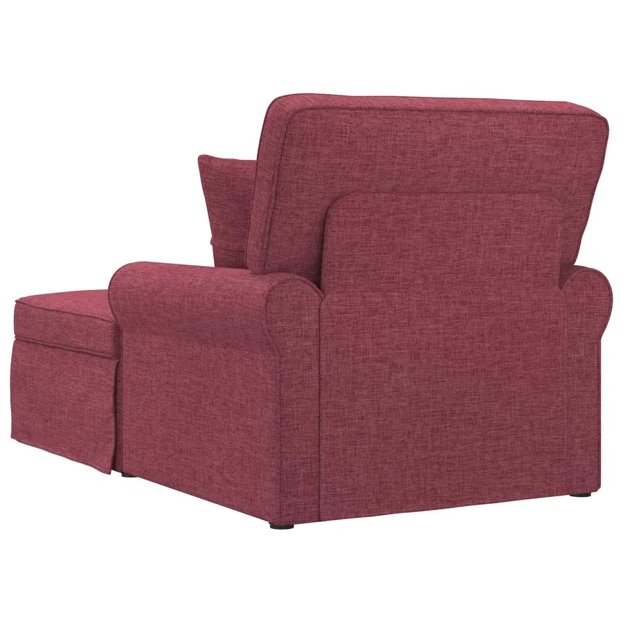Chaise lounge avec jupe avec coussin 3 pcs Bordeaux tissu - 6
