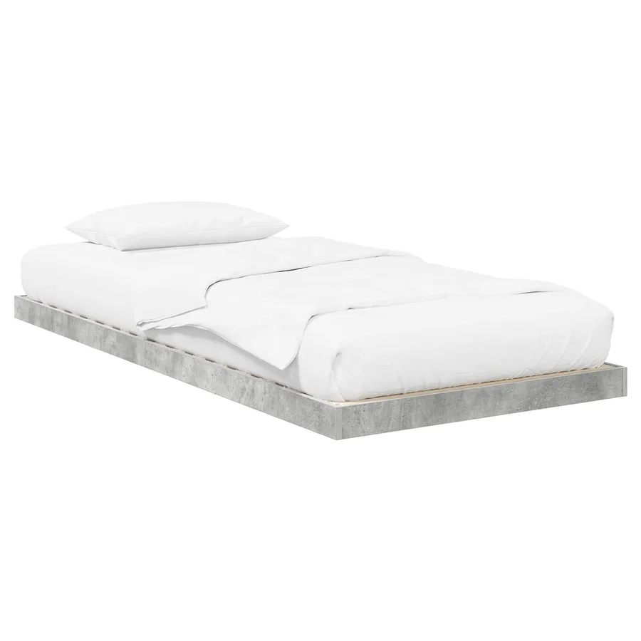 Cadre de lit surélevé Gris béton 100 x 200 cm Bois d'ingénierie - 2
