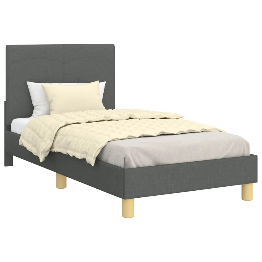 Cadre de lit pour enfants avec tête de lit Gris foncé tissu - 2