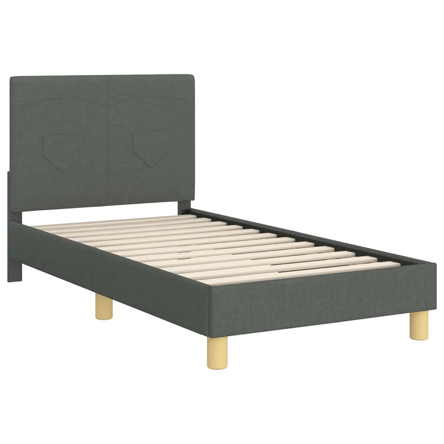 Cadre de lit pour enfants avec tête de lit Gris foncé tissu - 4